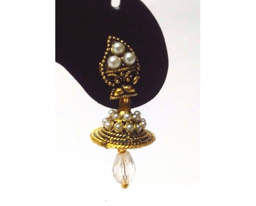 Golden Oxidized Earrings Ethnic Imitation Jewelry Drop Dangle Chandelier - EA49
